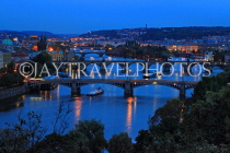 Czech Rep, PRAGUE, River Vlatava, and bridges, night view, CZ1506JPL