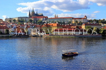 Czech Rep, PRAGUE, River Vlatava, and city view towards Prague Castle, CZ1148JPL
