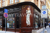 Czech Rep, PRAGUE, old town, Cafe Per Lei, painted relief of a woman, CZ1601JPL