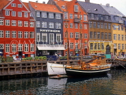 DENMARK, Copenhagen, Old Town, Nyhavn, waterfront buildings and boats, DEN108JPL