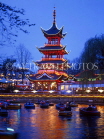 DENMARK, Copenhagen, Tivoli Gardens, Chinese Pagoda illuminated, DEN112JPL