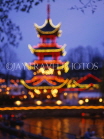 DENMARK, Copenhagen, Tivoli Gardens, Chinese Pagoda illuminated, blurred abstract, DEN106JPL