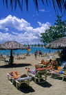 DOMINICAN REPUBLIC, North Coast, beach at Puerto Plata, Playa Dorada, sunbathers, DR123JPL
