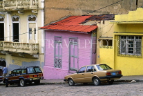 DOMINICAN REPUBLIC, Santo Domingo, houses along steep street, DR305JPL