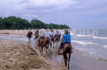 DOMINICAN REPUBLIC, countryside, tourists pony trekking, coast, DR216JPL