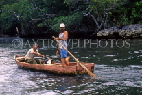 DOMINICAN REPUBLIC, rural scenery, river crossing by canoe, DR174JPL