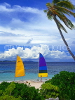 FIJI, Mamanuca Islands, Matamanoa Island, coast and sea view with sailboats, FIJ730JPL