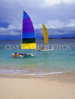 FIJI, Mamanuca Islands, Matamanoa Island, coast and sea view with sailboats, FIJ740JPL