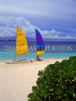 FIJI, Mamanuca Islands, Matamanoa Island, coast and sea view with sailboats, FIJ746JPL