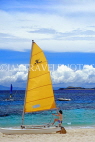 FIJI, Mamanuca Islands, Matamanoa Island, sailboats on beach, FIJ919JPL