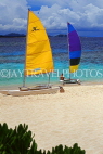FIJI, Mamanuca Islands, Matamanoa Island, sailboats on beach, FIJ920JPL