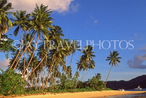 FIJI, Taveuni, Matagi (Matangi) Island, beach and coconut trees, FIJ895JPL