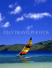 FIJI, Taveuni, Matagi (Matangi) Island, seascape and sailboat, FIJ743JPL
