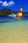 FIJI, Taveuni, Matagi (Matangi) Island, seascape and sailboat, FIJ876JPL