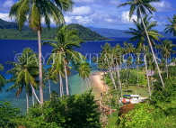 FIJI, Taveuni, Matagi (Matangi) Island, seascape through coconut trees, FIJ613JPL