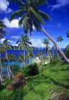 FIJI, Taveuni, Matagi (Matangi) Island, seascape through coconut trees, FIJ620JPL