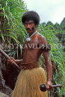 FIJI, Viti Levu, Pacific Harbour Arts Village, warrior with weapon, cultural show, FIJ902JPL