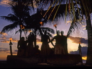 FIJI, Viti Levu Island, Fijians performing  traditional 'Torch Lighting' ceremony, dusk, FIJ593JPL