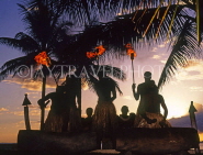 FIJI, Viti Levu Island, Fijians performing traditional Torch Lighting ceremony, dusk, FIJ637JPL