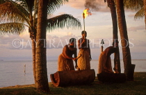 FIJI, Viti Levu Island, Fijians performing traditional Torch Lighting ceremony at dusk, FIJ1301JPL