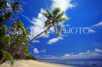 FIJI, Viti Levu Island, Yanuca Island, beach and leaning coconut tree, FIJ862JPL