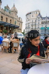 FRANCE, Provence, Cote d'Azure, MONACO, Monte Carlo, restaurant cafe, customer with menu, FRA2380JPL