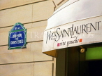 France, PARIS, Champs Elysee (street sign) and Yves Saint Laurant shop sign, FRA1115JPL