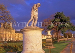 France, PARIS, Jardin des Tuileries, sculpture, and Louvre Museum in background, FRA1690JPL
