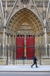 France, PARIS, Notre Dame Cathedral, architectural detail and doorway, FRA2579JPL