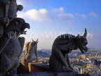 France, PARIS, Notre Dame Cathedral, roof top stone Gargoyles, FRA2061JPL