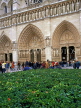 France, PARIS, Notre Dame Cathedral, visitors queuing up outside, FRA1666JPL