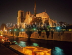 France, PARIS, Notre Dame Cathedral and River Seine, night view, FRA2237JPL