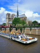 France, PARIS, Notre Dame Cathedral and River Seine with Bateaux Mouche (boat), FRA2081JPL