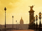France, PARIS, Pont Alexandre III (bridge) at dusk, Hotel des Invalides in background, FR750JPL