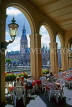 GERMANY, Hamburg, Rathaus (City Hall) and Alster Lake, view from cafe archway, GER1048JPL
