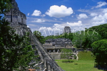 GUATEMALA, Tikal, main Plaza, Temple I (Giant Jaguar) left, GUA312JPL