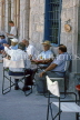 Greek Islands, CORFU, Corfu Town, locals outside taverna, GIS741JPL