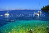 Greek Islands, CORFU, Kalami, sea view and sail boats, GIS216JPL