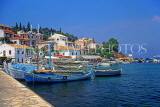 Greek Islands, CORFU, Kassiopi, harbourfront and fishing boats, GIS868JPL