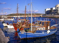 Greek Islands, CRETE, Agios Nikolaos, fishing boats and town, GIS1074JPL