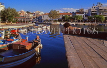 Greek Islands, CRETE, Agios Nikolaos town, fishing boats and harbour, GIS1274JPL