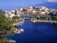Greek Islands, CRETE, Agios Nikolaos town, panoramic view and harbour, GIS1082JPL
