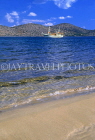 Greek Islands, CRETE, Elounda, beach and seascape with boat, GIS1118JPL