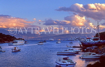 Greek Islands, CRETE, Elounda, sea view and boats, dusk, GIS1267JPL