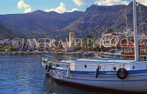 Greek Islands, CRETE, Elounda, town and harbourfront, boats, GIS1273JPL