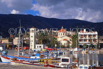 Greek Islands, CRETE, Elounda, town and harbourfront, fishing boats, GIS1282JPL