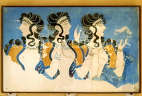 Greek Islands, CRETE, Iraklion, PALACE OF KNOSSOS, famous 'Ladies in Blue' fresco, GIS1202JPL