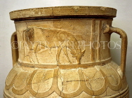 Greek Islands, CRETE, Iraklion Archaeologocal Museum, religious symbols on storage jars (Palace of Knossos), GIS1167JPL