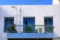 Greek Islands, CRETE, Kritsa, village house with balcony and blue windows, GIS1197JPL