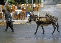 Greek Islands, CRETE, Kritsa village, and man walking donkey, GIS1250JPL